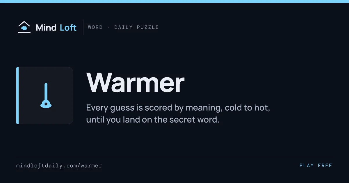 Warmer title card from Mind Loft, with the game's icon, name and a one-line description