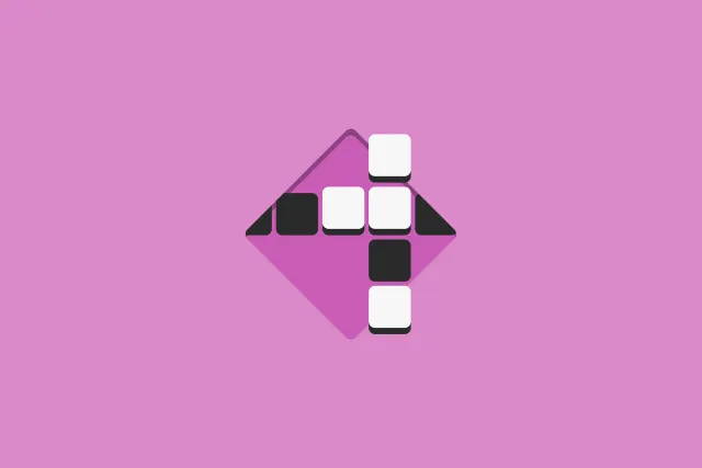 The Washington Post crossword icon, white and black crossword squares on a pink diamond