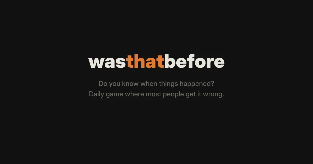 WasThatBefore wordmark card: Do you know when things happened?