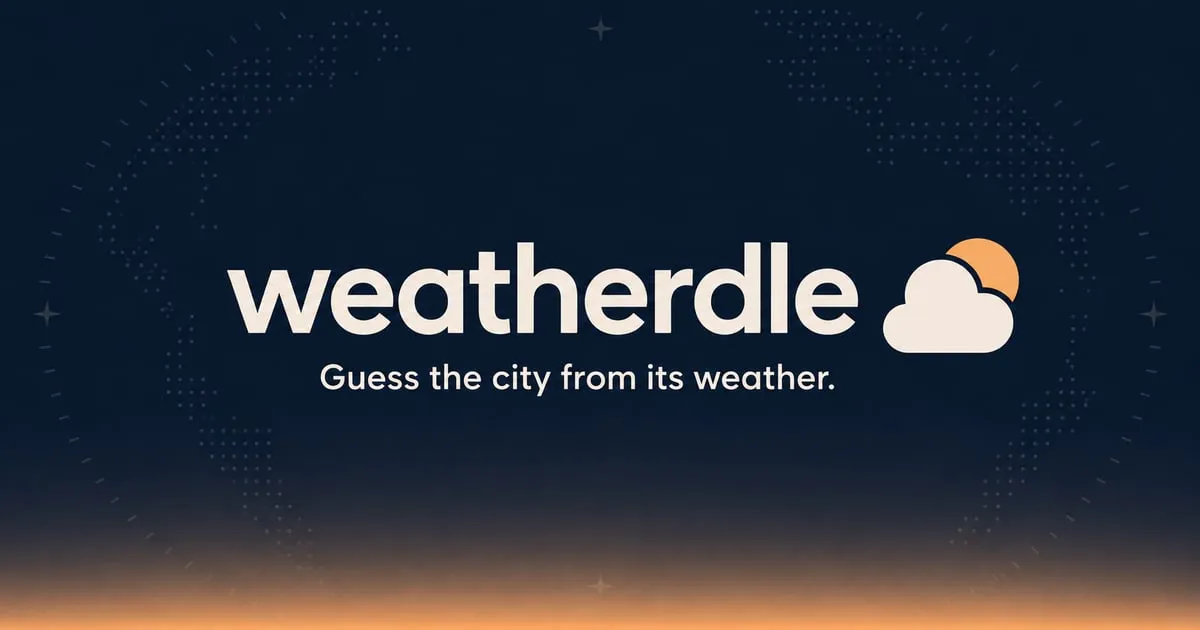 Weatherdle logo with a sun and cloud: Guess the city from its weather