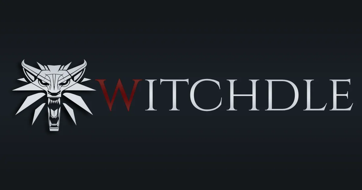 Witchdle's share art: the Witcher wolf medallion beside the name WITCHDLE on a dark background