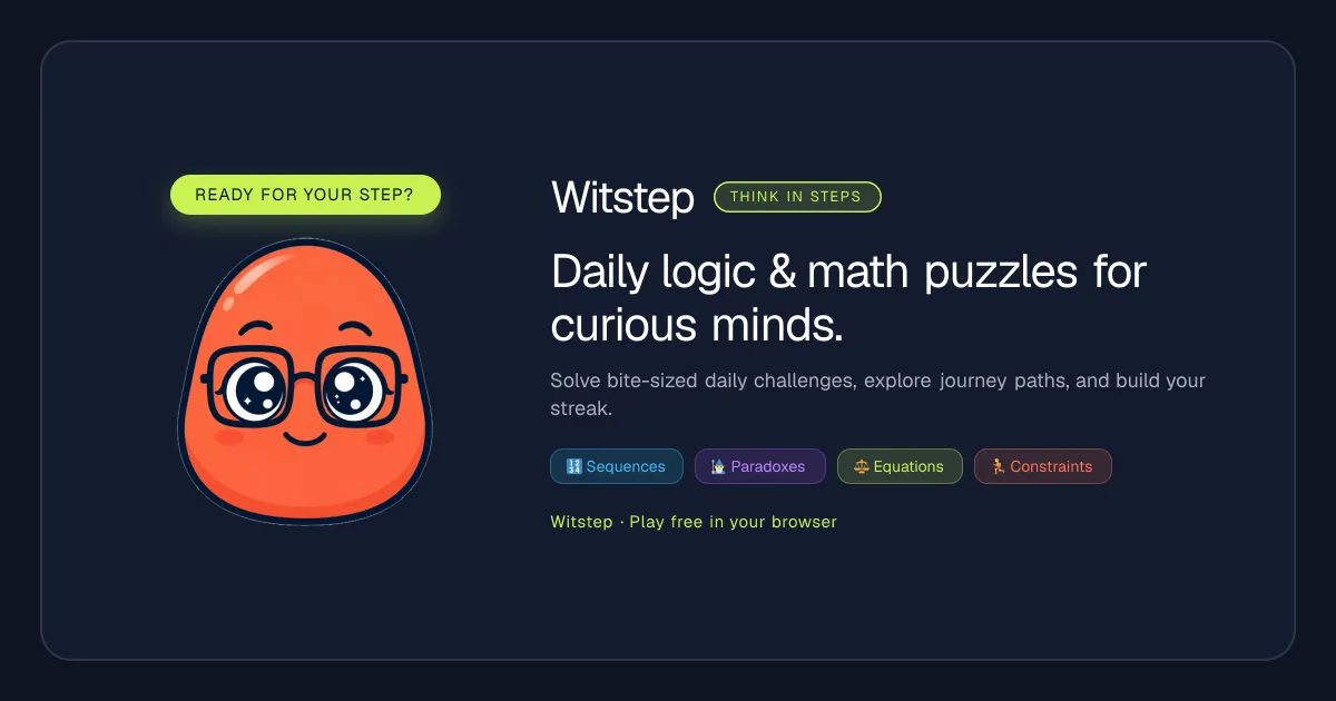 Witstep share image: daily logic and math puzzles for curious minds