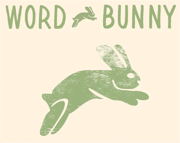 The Word Bunny logo with a leaping green rabbit