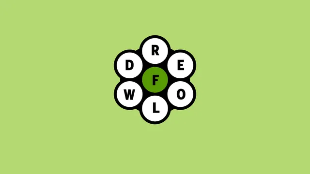 Boston Globe Word Flower art: six white letter petals around a green centre letter F