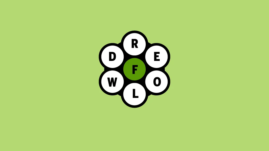 Boston Globe Word Flower art: six white letter petals around a green centre letter F