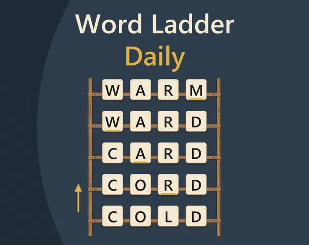 Word Ladder Daily cover art showing a ladder from COLD to WARM through CORD, CARD and WARD