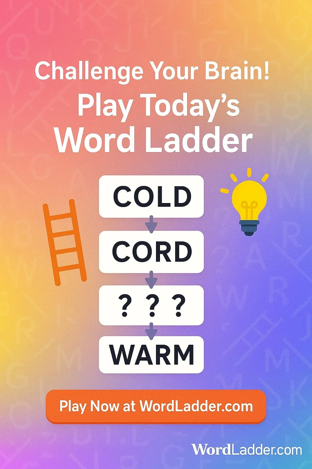 Word Ladder artwork showing the ladder COLD, CORD, a hidden step and WARM