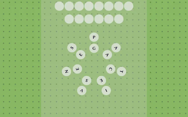 Word Looper's Today's Loop: letters on two crossing rings, among them P, G, A, S, E, N, V, C, T and I, under two rows of blank slots for an 8 and a 6 letter word