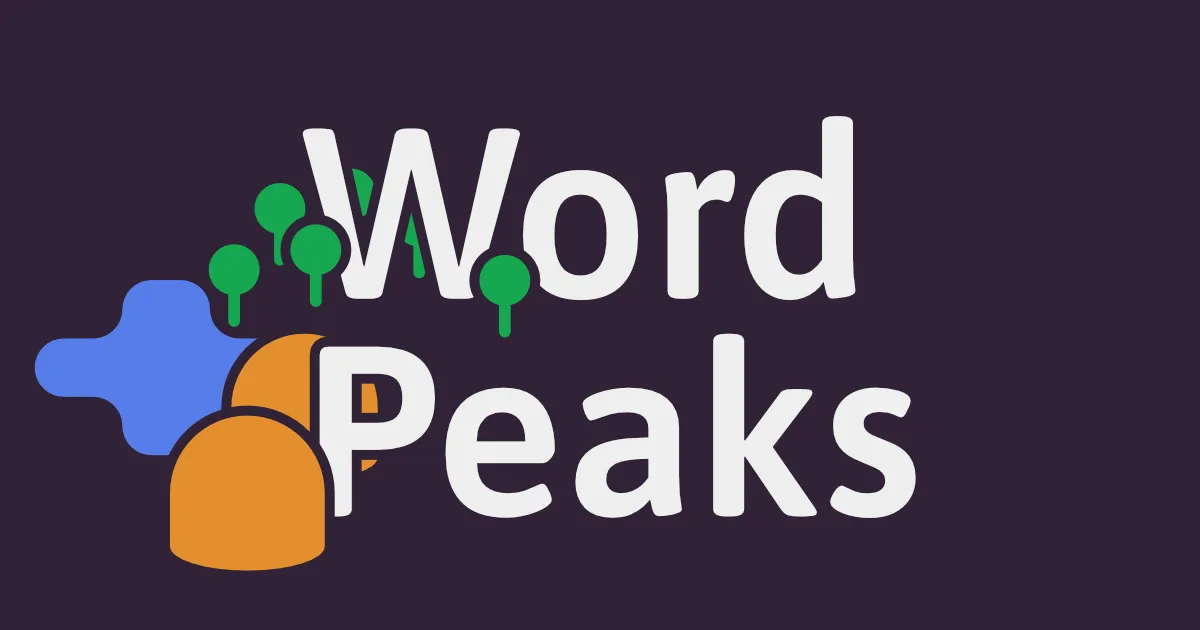 The Word Peaks logo with coloured hills and trees beside the words Word Peaks