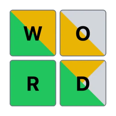 The WordAll icon: the letters W, O, R, D on tiles split in green, yellow and grey