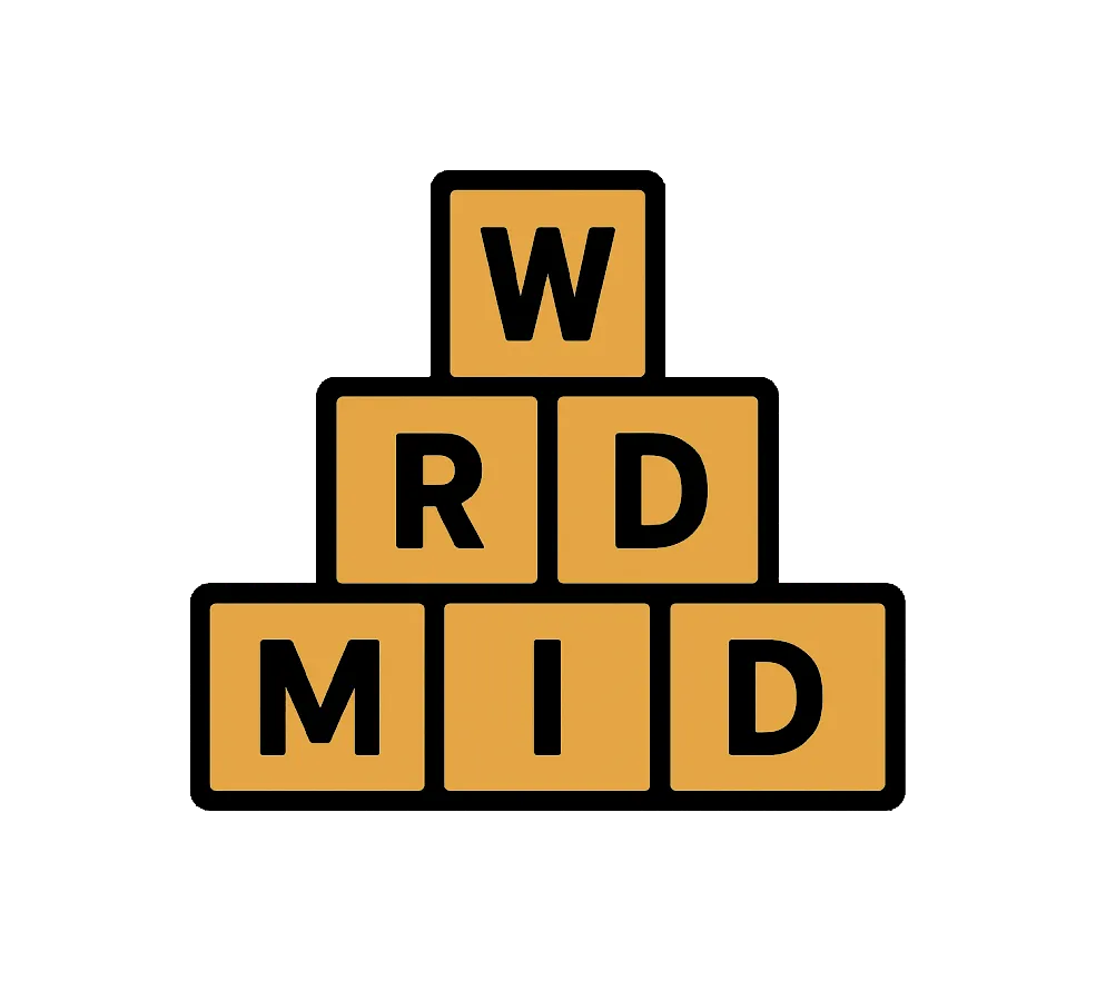 The Wordamid logo: letter tiles stacked in a pyramid spelling W, RD, MID