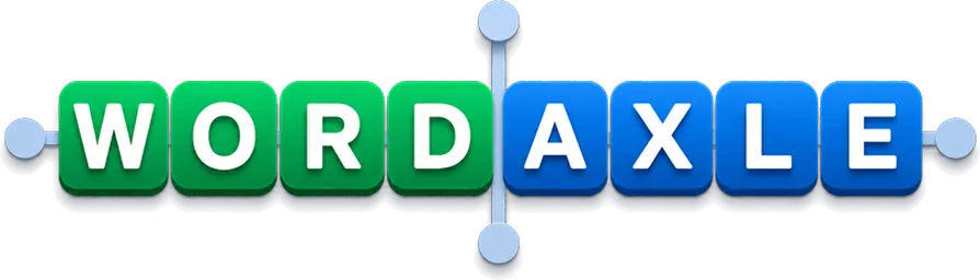 The WordAxle logo: the word WORD in green tiles and AXLE in blue tiles, crossed by a thin axle line