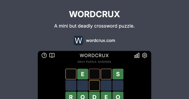 The Wordcrux card: A mini but deadly crossword puzzle, with a daily puzzle grid