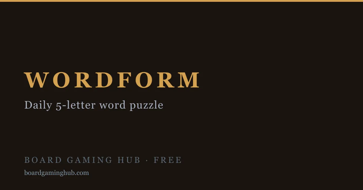 The Wordform title card: Daily 5-letter word puzzle, Board Gaming Hub, free