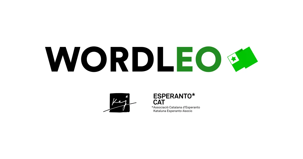 Wordleo title card with the Esperanto flag and the Catalan Esperanto Association's mark