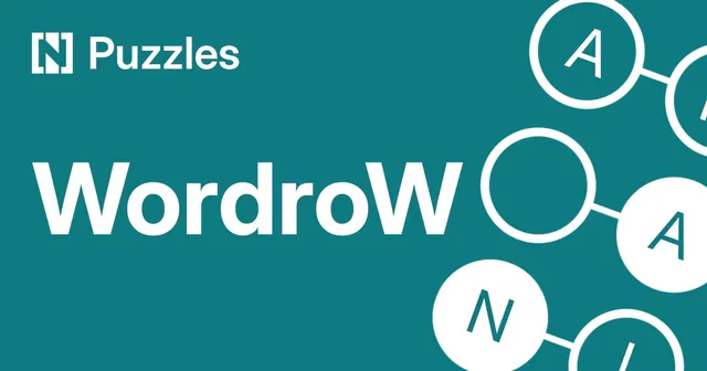 WordroW title art from The National Puzzles: the word WordroW in white on teal beside a chain of lettered circles