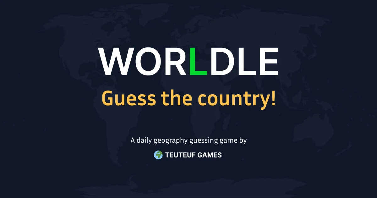 Worldle share image with a country outline to guess