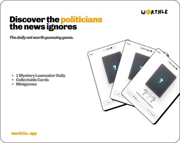Worthle cover: 'Discover the politicians the news ignores' beside face-down mystery lawmaker cards