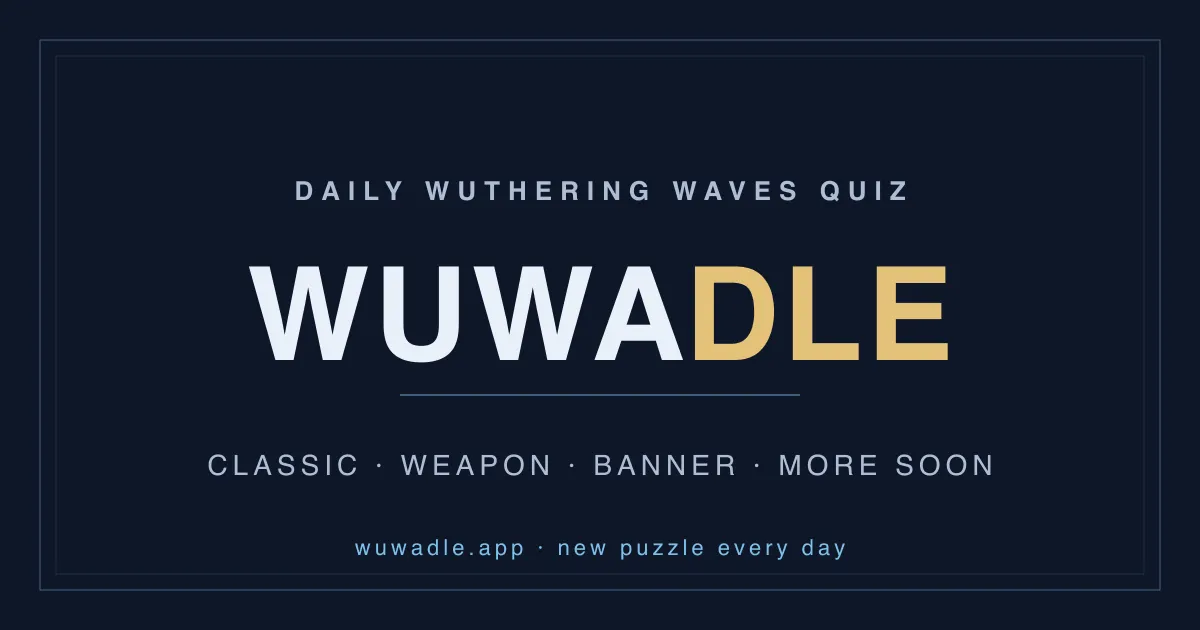 The WuWadle logo card: Daily Wuthering Waves Quiz, with the modes Classic, Weapon and Banner