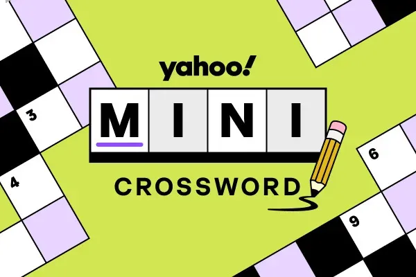 Yahoo Mini Crossword game card with crossword squares on green