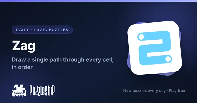 Zag daily puzzles on Puzzleship
