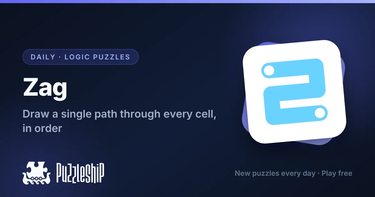 Zag daily puzzles on Puzzleship