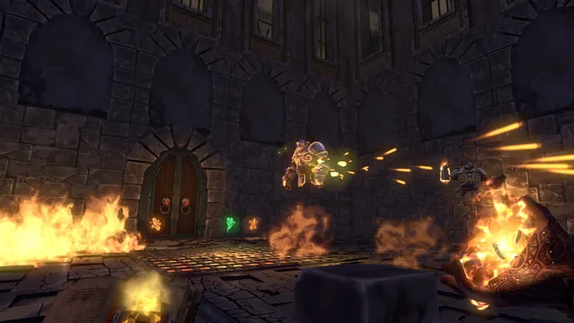 Ziggurat: first-person view of a wizard casting spells in a dungeon room