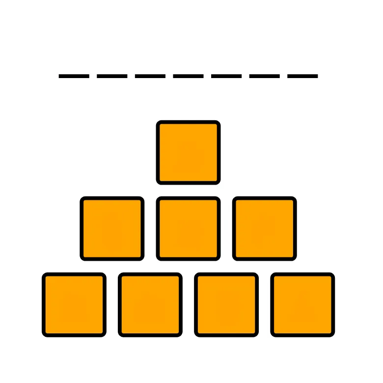 A ziggurat of orange letter tiles under a row of blank spaces for the word