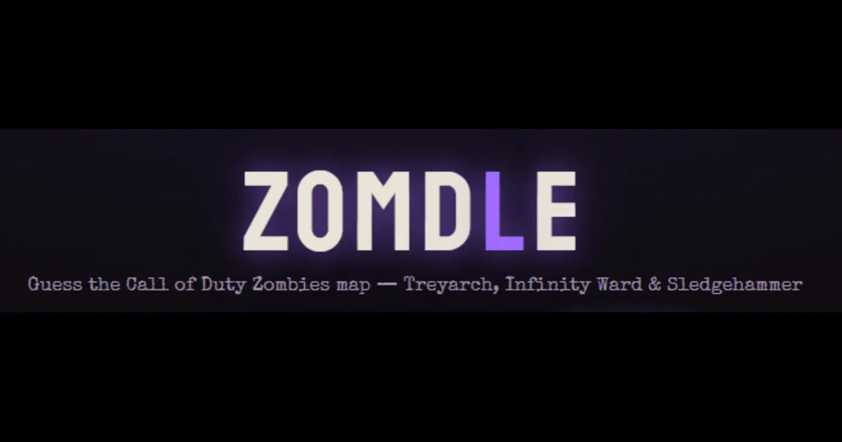 ZOMDLE logo: Guess the Call of Duty Zombies map, Treyarch, Infinity Ward and Sledgehammer